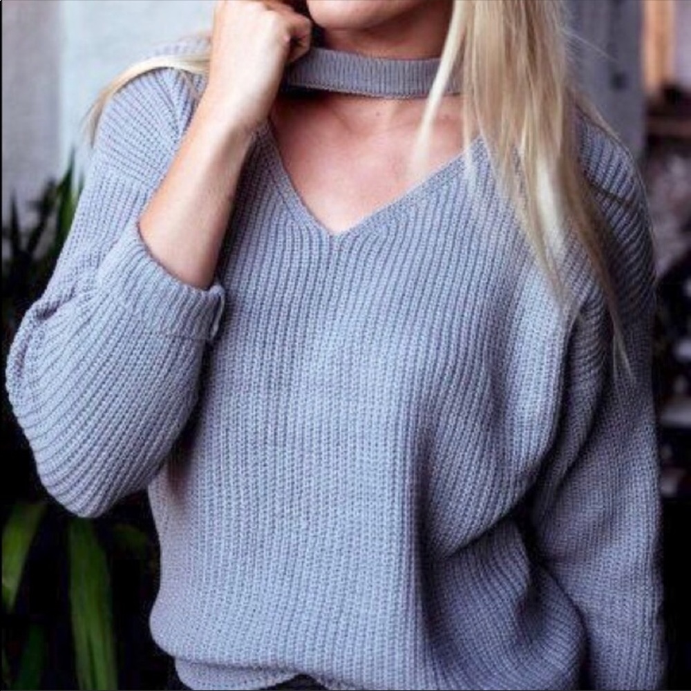 Choker Sweater : Gray/Silver - Picture 1 of 8